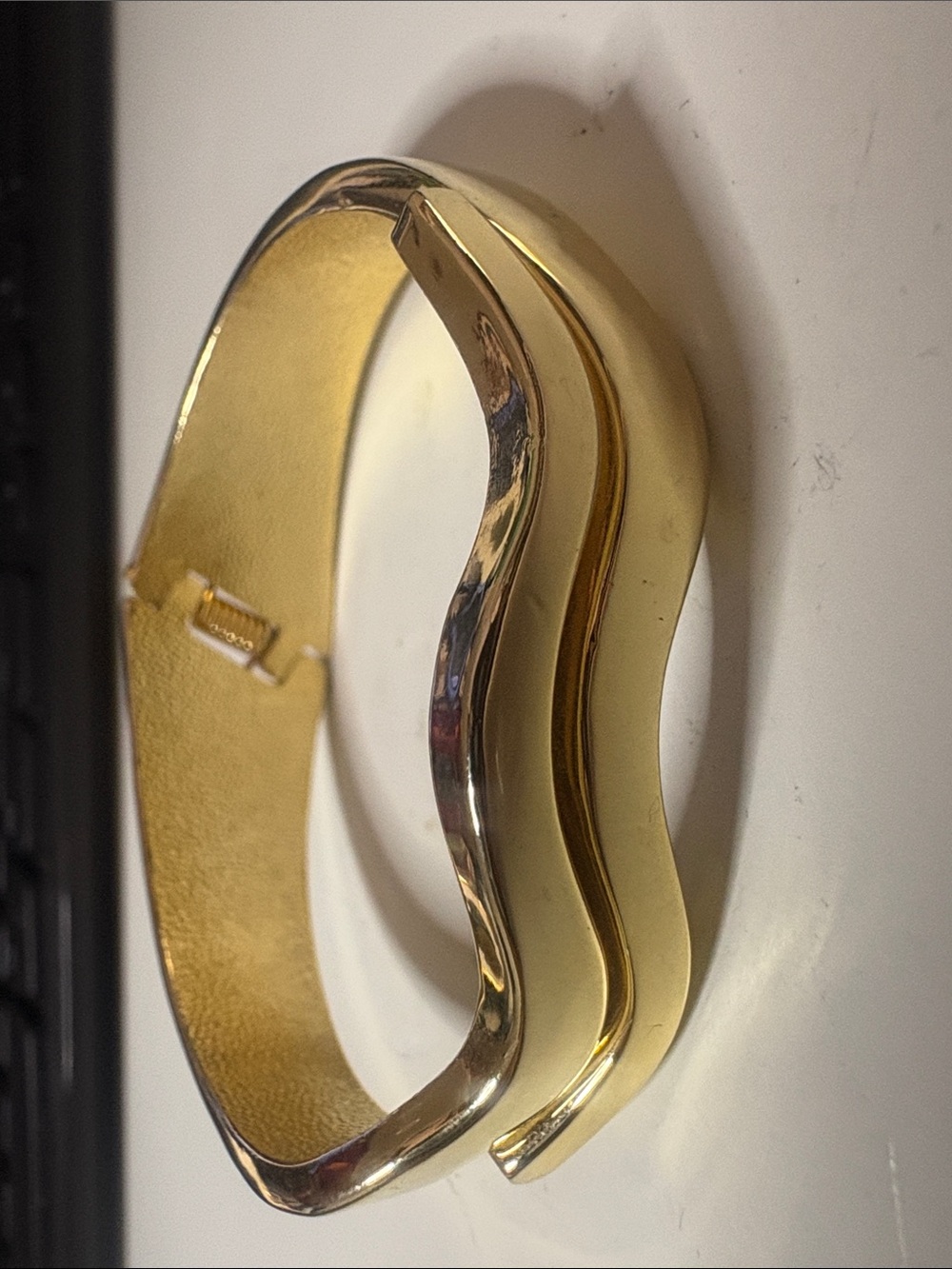 Gold Wave-Design Bangle Bracelet - Women Jewelry
